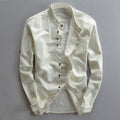 Mens Stand Collar Linen dress shirt